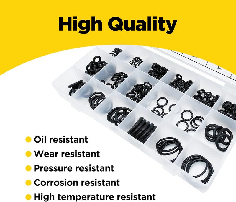 SUJADE 300 PCS Rubber O-Ring Assortment Kit, O Rings Seal Gasket Rubber Washer Assortment, O-Rings Gaskets Washers for Car, Plumbing, Faucet, Mechanic, Repairs, Air or Gas Connections - Image 2